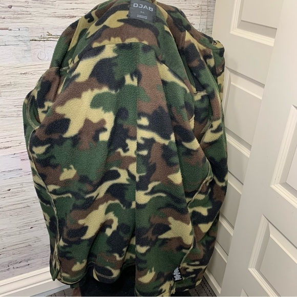 Djab Simons Green Fleece Sweater Jacket Camo Shacket Snap Buttons Sz L Hunting - Picture 12 of 13